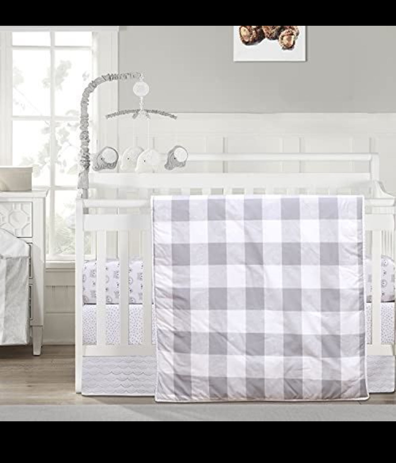 4 Piece Grey Baby Comforter set
