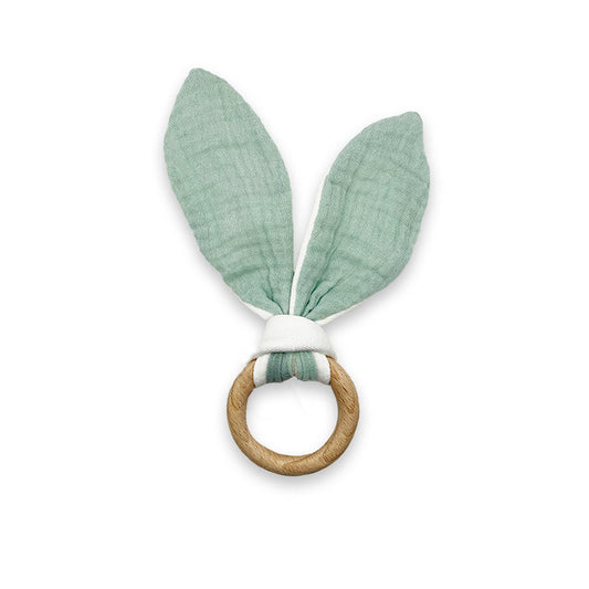 Organic Cotton Teething Ring – Soothing Comfort in Soft Green
